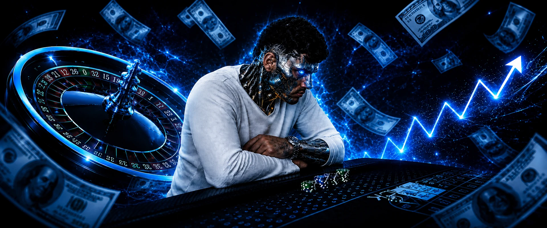 Boy da Roleta com roleta e gráfico em estilo futurista